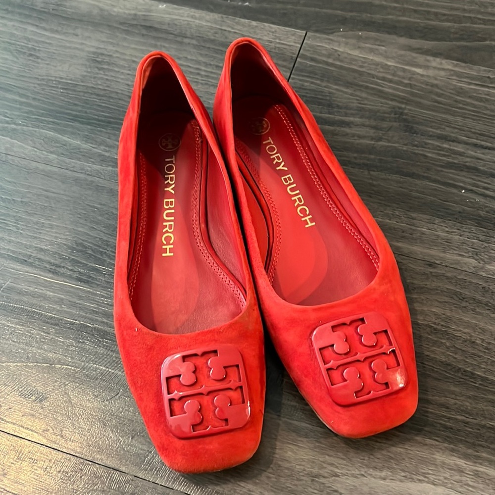 Tory Burch leather flats. Red.